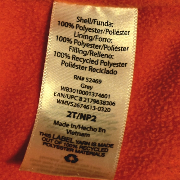 🔵 ☆ NWOT ☆ Wonder Nation Toddler Dino Print Bubble Jacket 2T Orange Grey - Picture 9 of 14